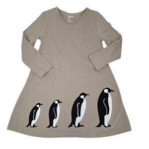 Leveret Girls 6 Tan Penguin Long Sleeve Pullover Dress 2261